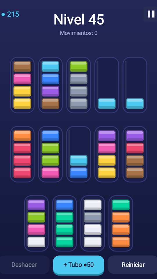 Nivel avanzado con muchos colores y tubos
