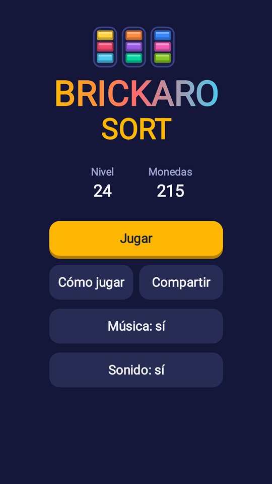 Menú principal de Brickaro Sort